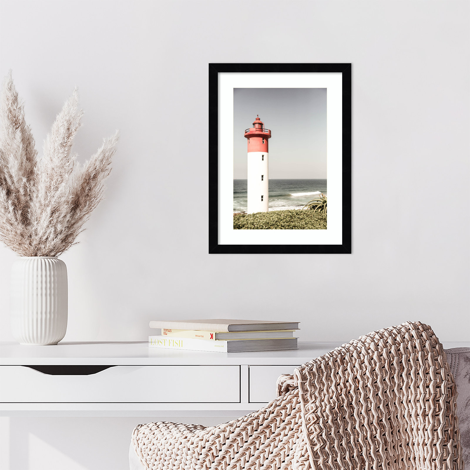 Daisey "Oyster Box Lighthouse" Print, Black, 17" H x 13" W