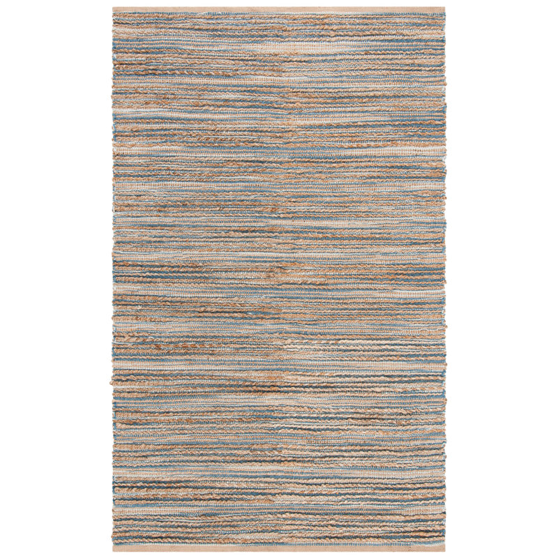 Doleman Hand Woven Jute/Cotton Rug in Blue, Rectangle 3' x 5'