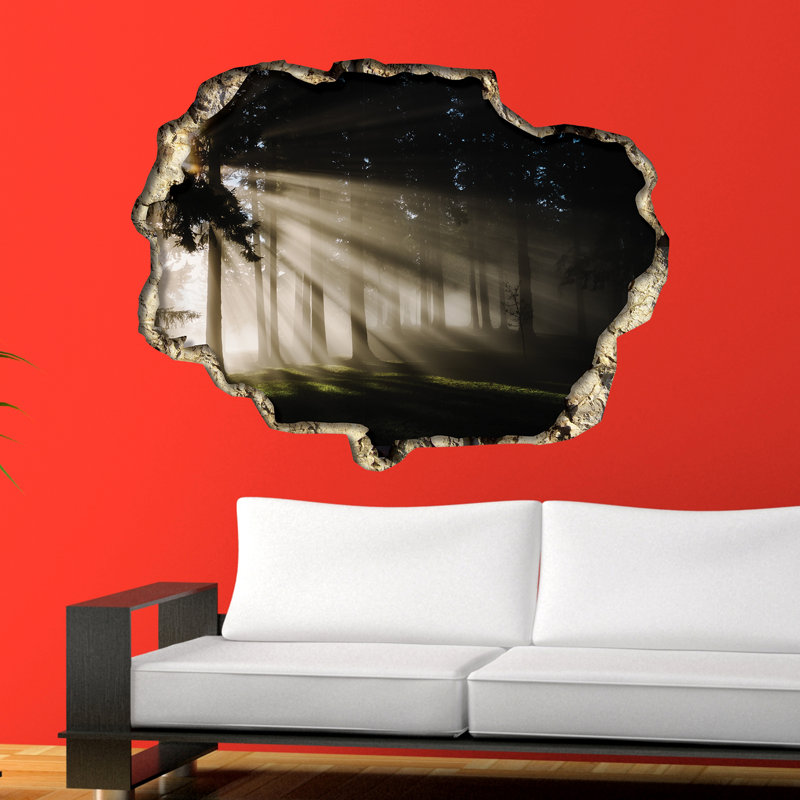 Adhésif décoratif "view through the 3d wall forest"