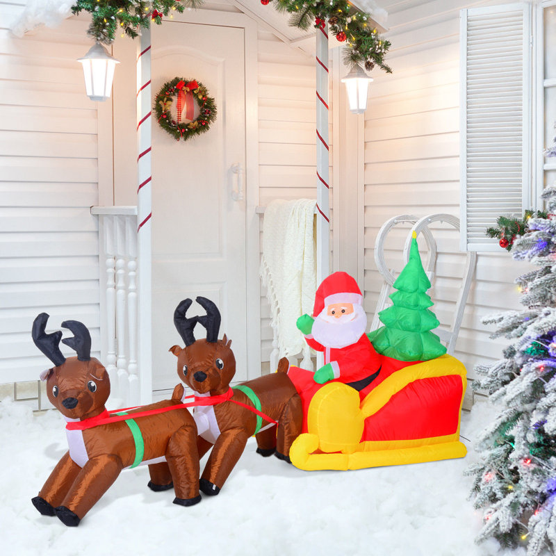 Décoration gonflable de jardin père Noël éclairé et renne à lumière DEL