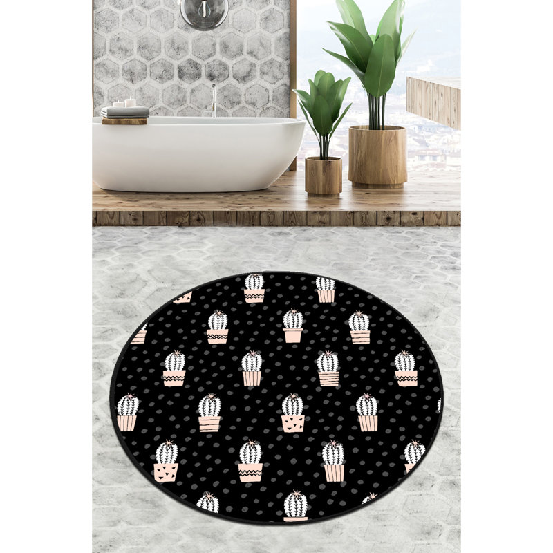 Antibacterial Non-Slip Bathmat, 31.5 inches Diameter, 100% Polyester, 0.4 inches Pile Height | Machine Washable, 700 g/m² | Ideal for Bathroom Safety & Comfort, Stylish & Functional Design