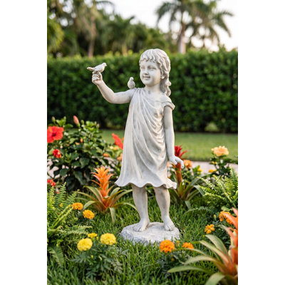 Mary Frances and Her Feathered Friends Garden Girl Statue