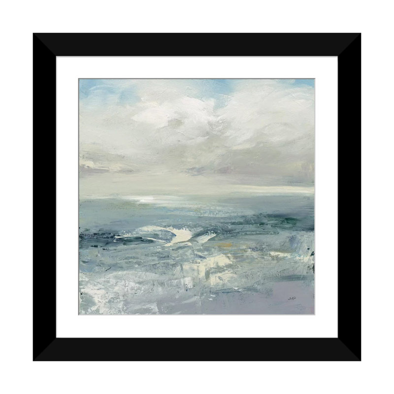« ondulations », impression sur toile, Papier d'art encadré noir, H 24 po x l 24 po x P 1 po, Blanc