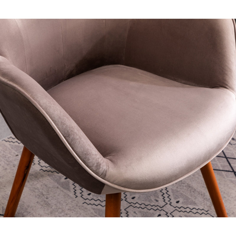 Timber Legged Accent Chair In Mauve Velvet With Button Back Back, Solid Wood Legs, Modern, Chocolate