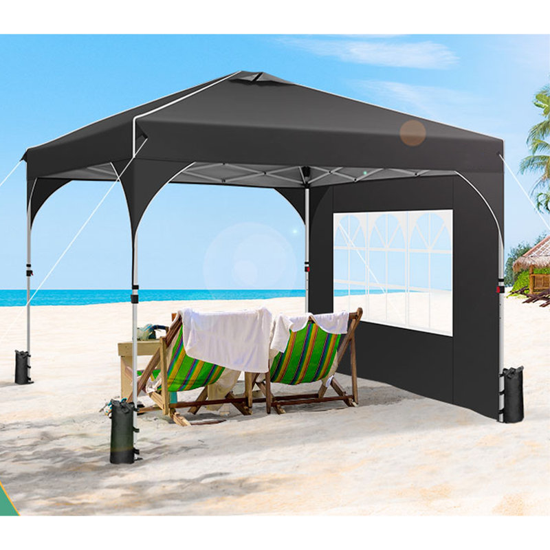 Tent 10x10 Pop up Canopy Outdoor Shade with Sidewalls UPF 50+ Waterproof Canopy, Black