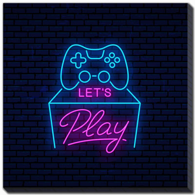 Neon Gaming 3 Canvas Wall Art