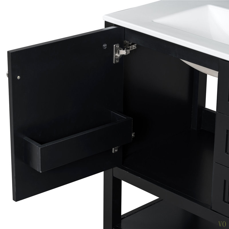 Armoire de meuble-lavabo de style transitionnel 30 po avec lavabo en céramique