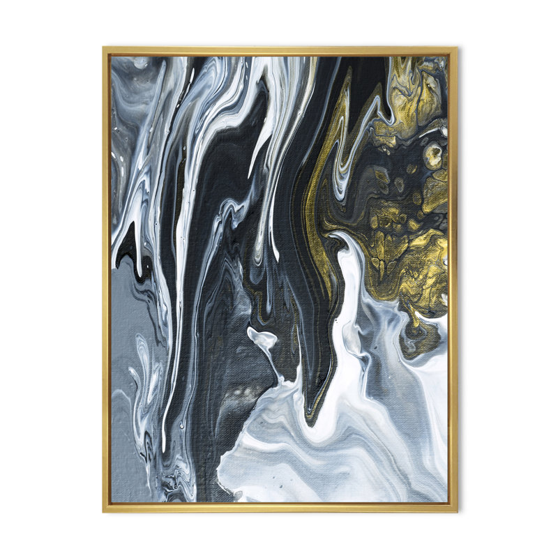 «Yellow Marble River», impression sur toile, Cadre flottant doré, H 32 po x l 16 po