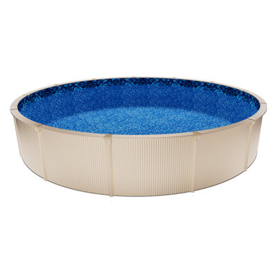 18ft Pool Liner, Round Overlap Swimming Pool Liner for 52 in Wall Height, Premium Vinyl, Easy Install with Leak-Proof Patches, Designed for Steel Sided Above-Ground,Outdoor, Boulder Swirl