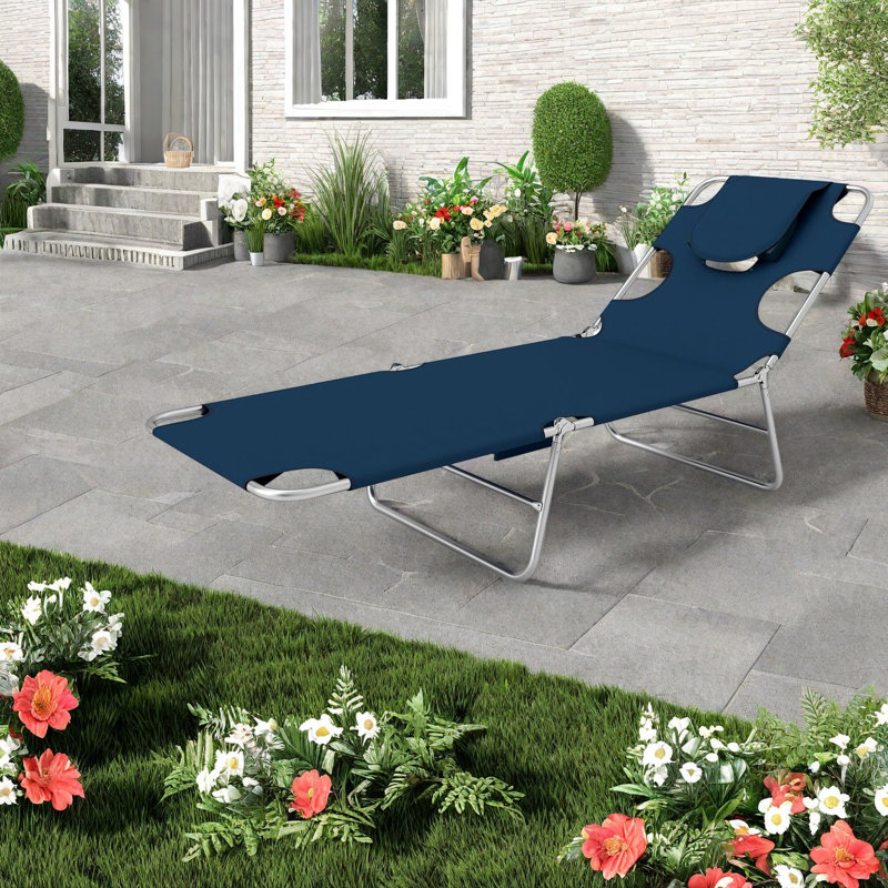 Méridiennes de patio, lit de bronzage portatif réglable à 5 positions en tissu Oxford