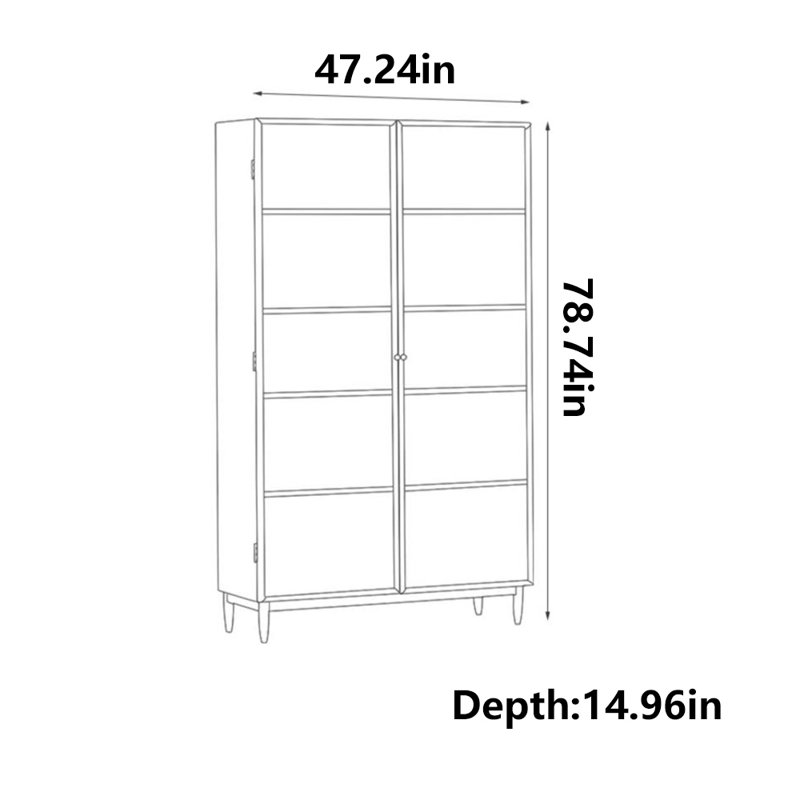 Bibliothèque moderne et simple en bois massif, H 78,74 po x l 47,24 po x P 14,96 po