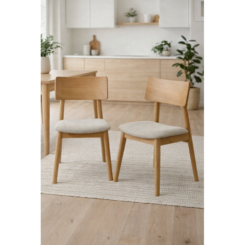 Solaria Mid-Century Modern Solid Oak Dining Chair — Curved Back & Cushioned Seat