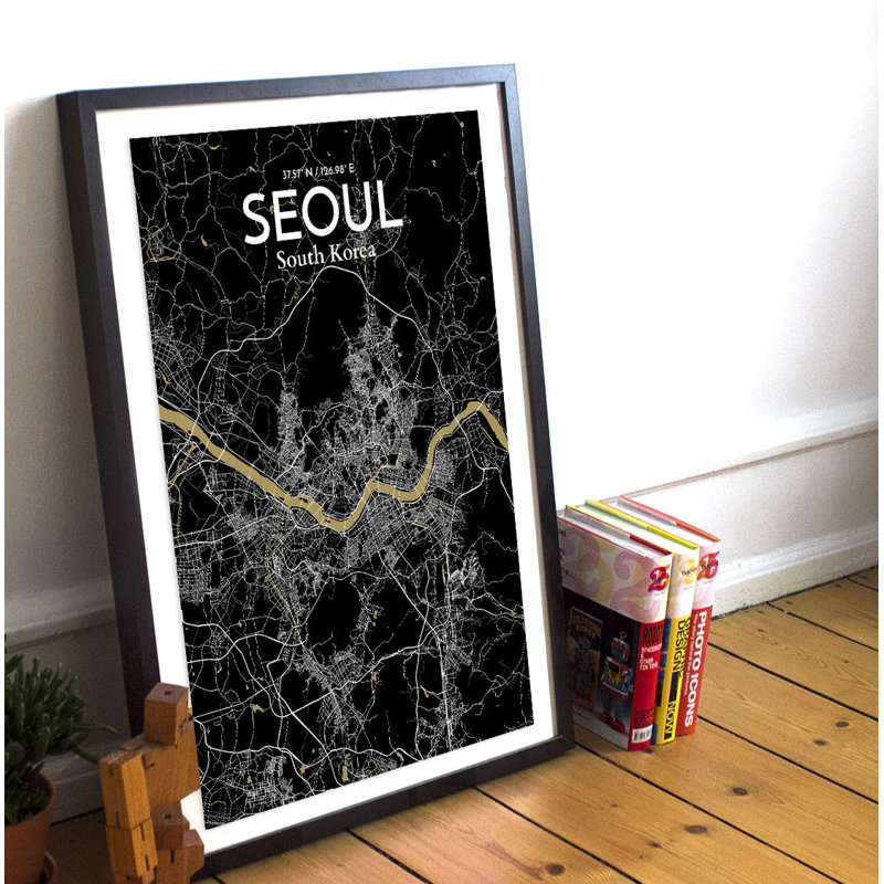 Seoul City Map - No Frame Print, 127.4cm H x 61cm W x 0.1cm D