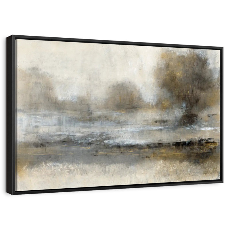 Paysage doré I, Cadre flottant noir, 31 po x 21 po