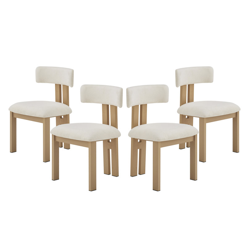 Chaises de salle à manger rembourrées Mathel, Polyester beige / cadre naturel, 4