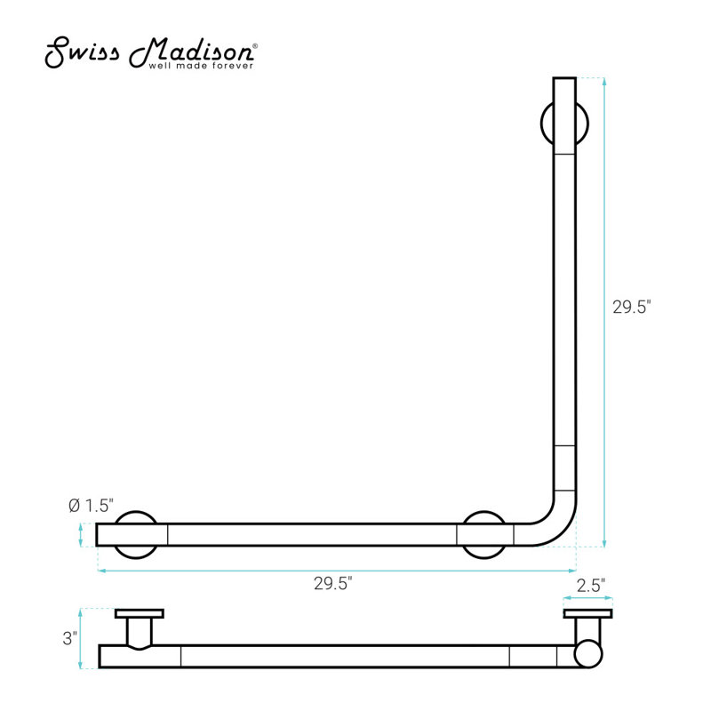 Auvergne 30" X 30" Grab Bar In Matte Black
