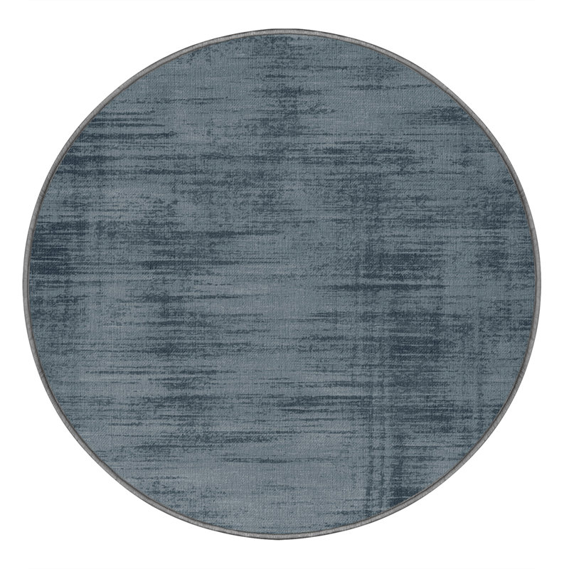 Tapis abstrait gris lavable à la machine, Rond 6 pi