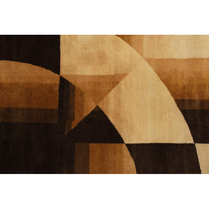 Rug & Kilim’S Art Deco Rug In Beige And Brown Geometric Pattern, Rectangle 10' x 14'