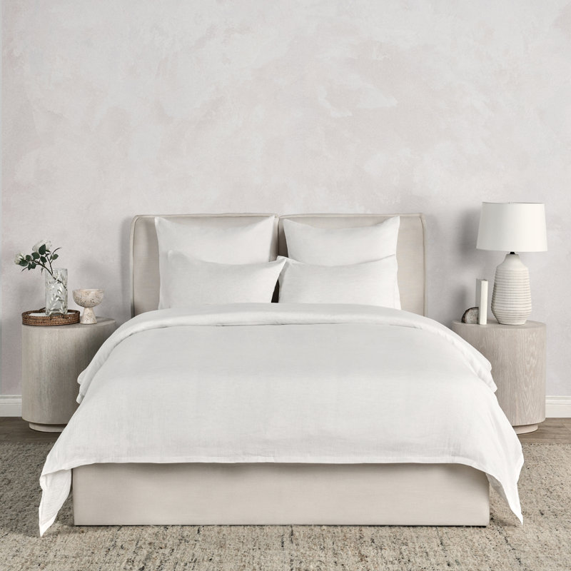 Fleta Cashmere Striped Duvet Cover, Queen Duvet Cover, White