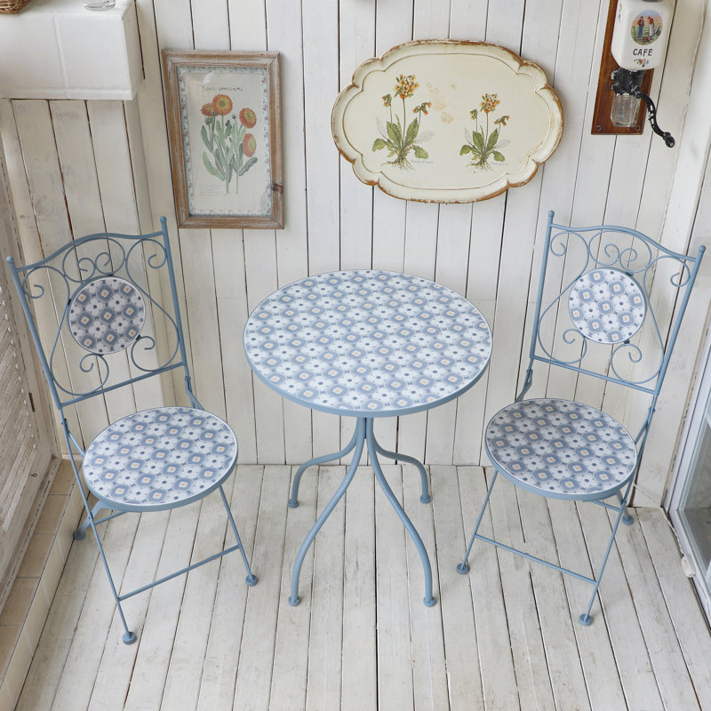 Outdoor Bistro Set for 2 Persons, Vintage Small Dining Table and Chairs Set for Patio Balcony Garden,Round Patio Table Set Outdoor Funiture