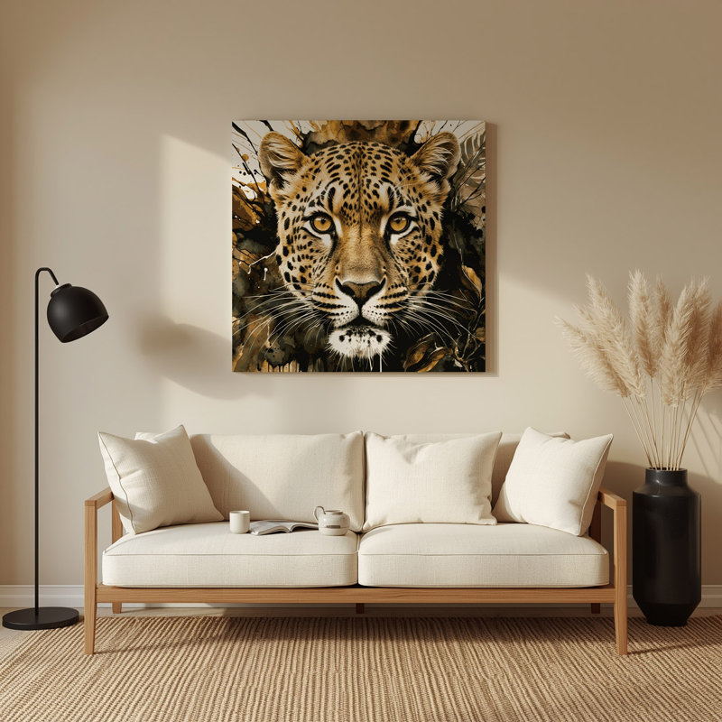 Faune léopard, art mural en métal brun, H 12 po x l 12 po