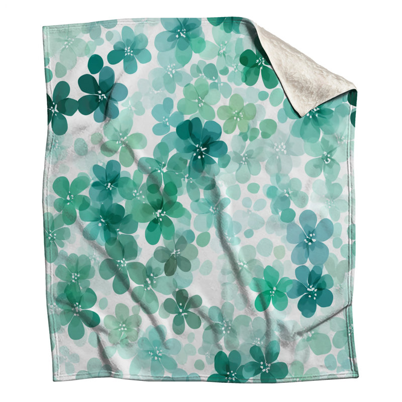 Jeté Floral, L 60 po x l 50 po, Vert sauge / floral