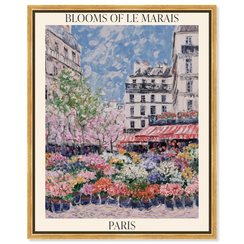 Affiche «Blooms of Le Marais» par Monet , H 30 po x l 36 po, Cadre doré