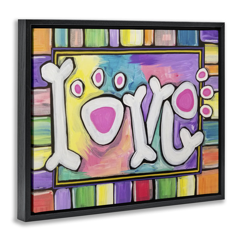«Love with Vivid», art mural encadré sur toile flottante, conception par Nettie Price, Cadre flottant noir de jais