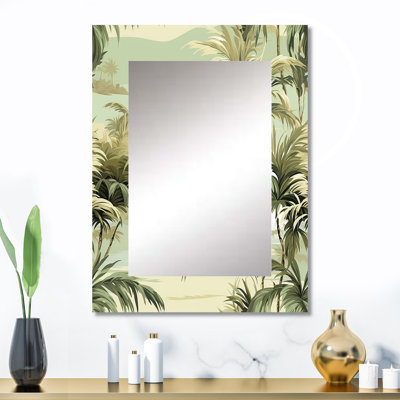 Coastal Palm Paradise Coastal Pattern - miroir mural tropical, miroir décoratif floral
