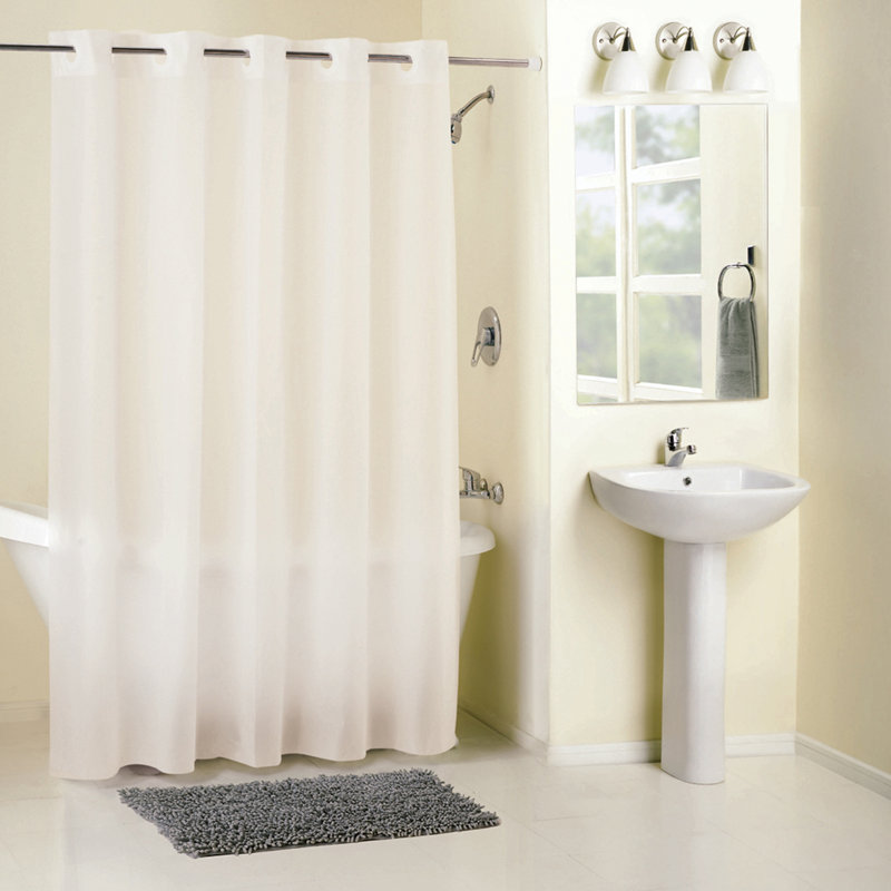 Hookless Full Length PEVA Shower Curtain with Flex-On Rings, 71 In Wide x 74 In Long, Frost, Frosty