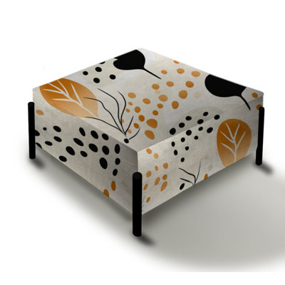 Beige And Black Cheetah Print Simplicity I - Geometric Large Square Ottoman