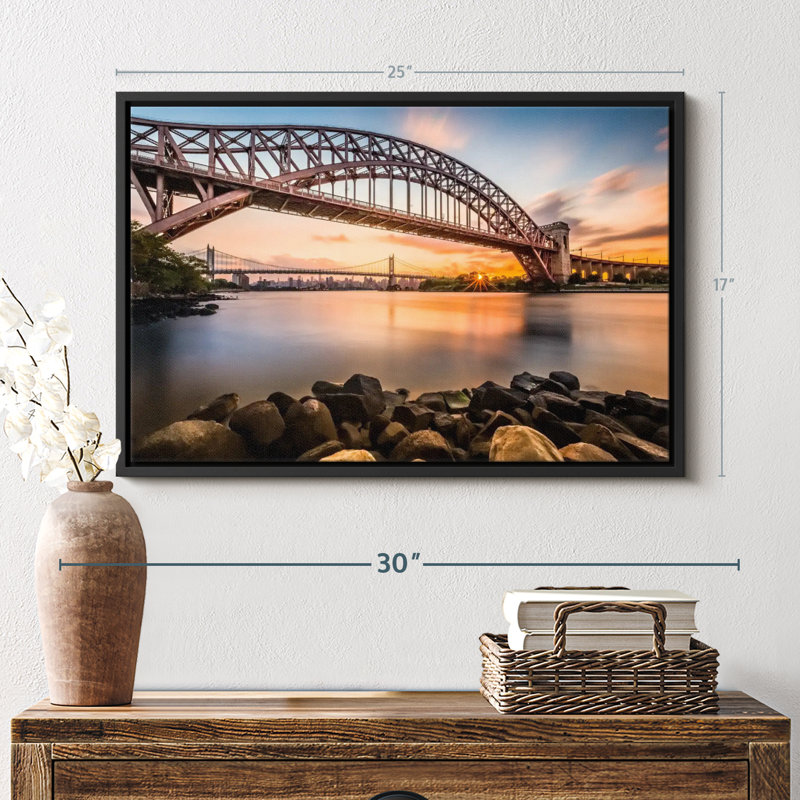 Impression sur toile Triboro Bridge At Sunset, H 17 po x l 25 po
