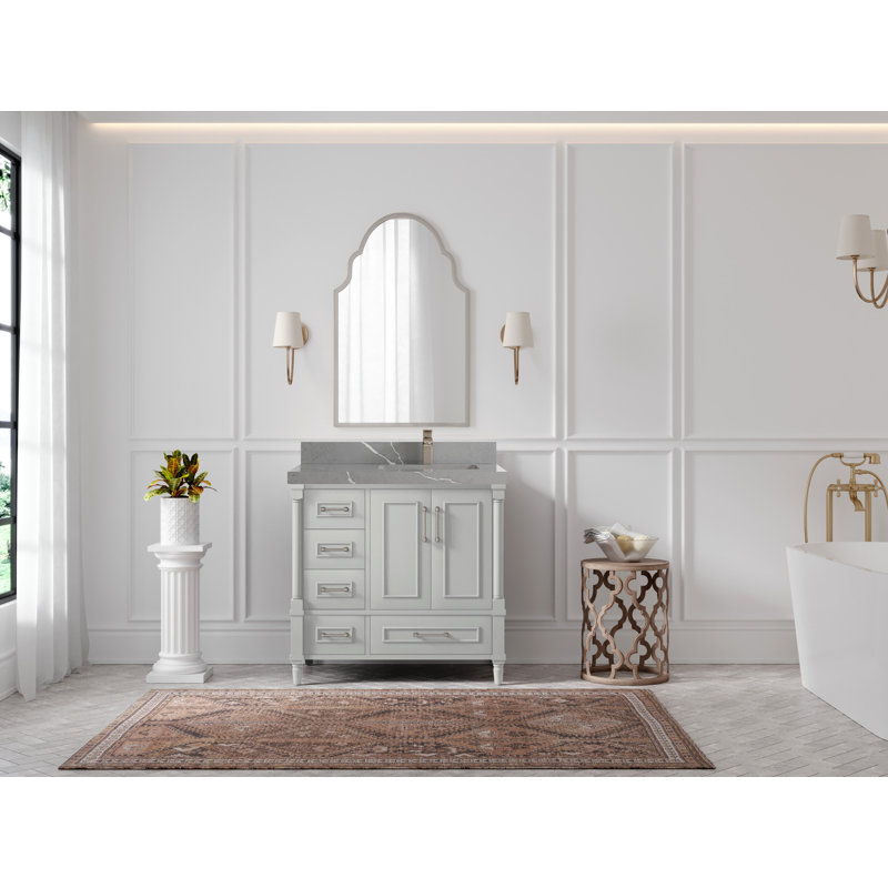 Ensemble de meuble-lavabo simple 36 po Aberdeen, Gris Piatra