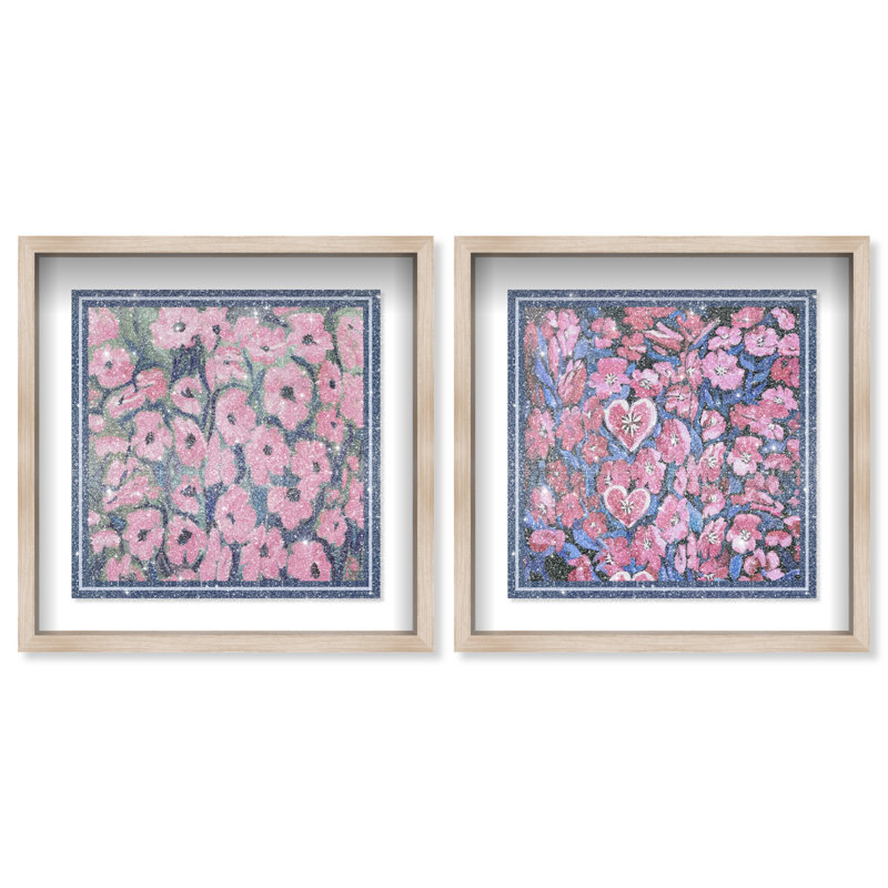Forever Blooming Set Set by Oliver Gal, 27"H x 27"W, Natural Oak Shadowbox