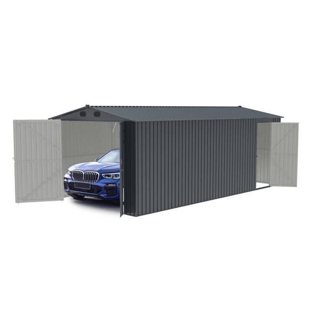 EROMMY 12 Ft. W x 20 Ft. D Carport with Galvanized Steel Roof & Reviews ...