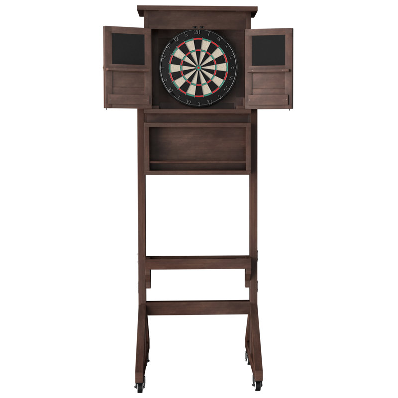 81.5-in Outdoor Freestanding Wooden Dart Board Cabinet with Wheels
