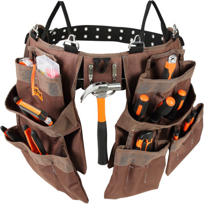 19 Pockets ool Belt, Adjusts from 32 Inches to 54 Inches, Polyester Heavy Duty Tool Pouch Bag