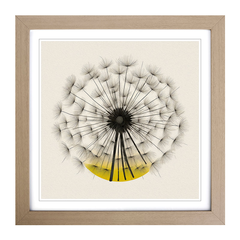 Dandelion Bauhaus No.3 - Single Picture Frame Print on Wood, Oak