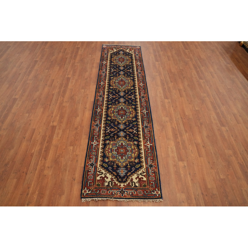 Tapis de couloir indien bleu marine 3 x 10