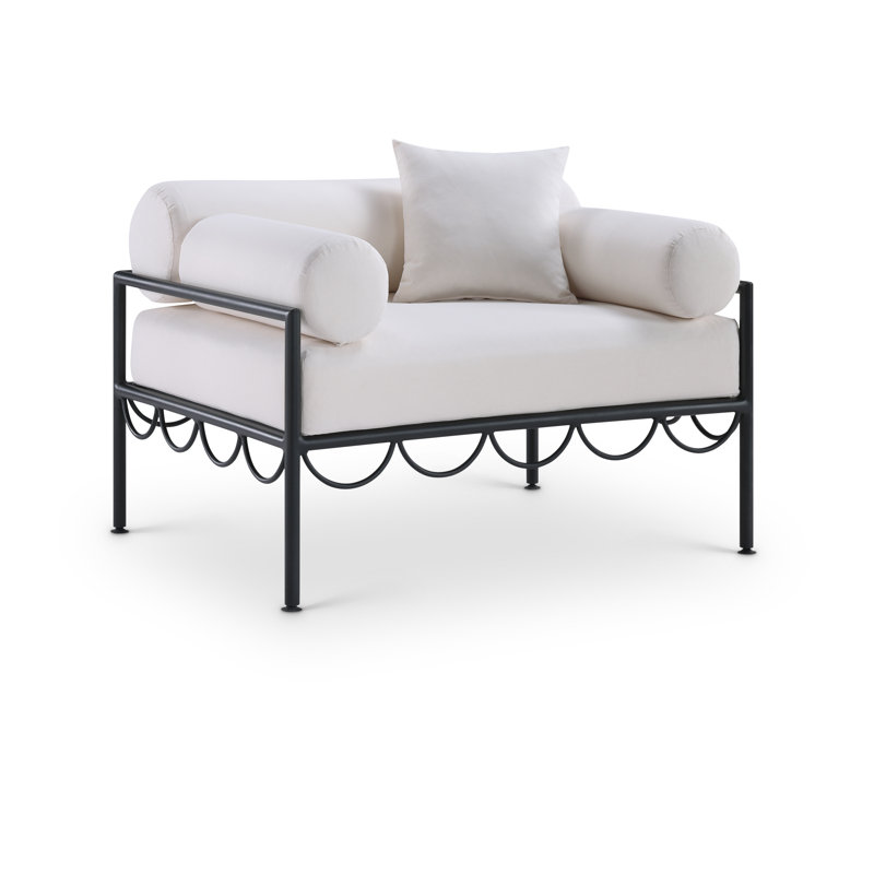 Chaise d'extérieur rembourrée Chmura, Crème, crème, Noir