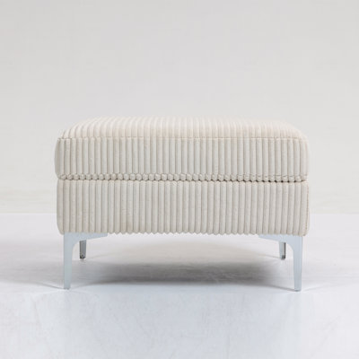 Corduroy Modular Storage Ottoman – Sturdy Frame Hidden Storage Footstool (Beige)