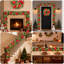 Pre-Lit Artificial Christmas Garland with LED Lights – Red & Gold Flowers and Ornaments – Reusable Pine Needle Wreath for Stairs, Fireplace, Door – 9FT PVC/PE Mixed Christmas Flower Vine