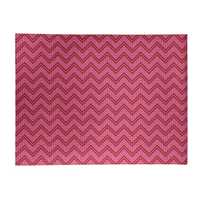 Tapis rose/rouge à chevrons fait main