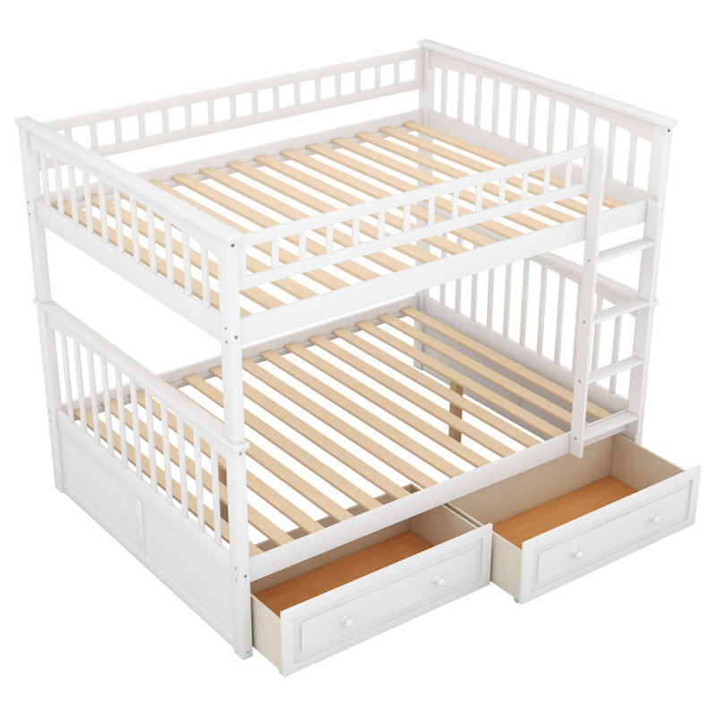 Lit superposé double au-dessus de double avec tiroirs, conception convertible pour une vie polyvalente et peu encombrante, blanc