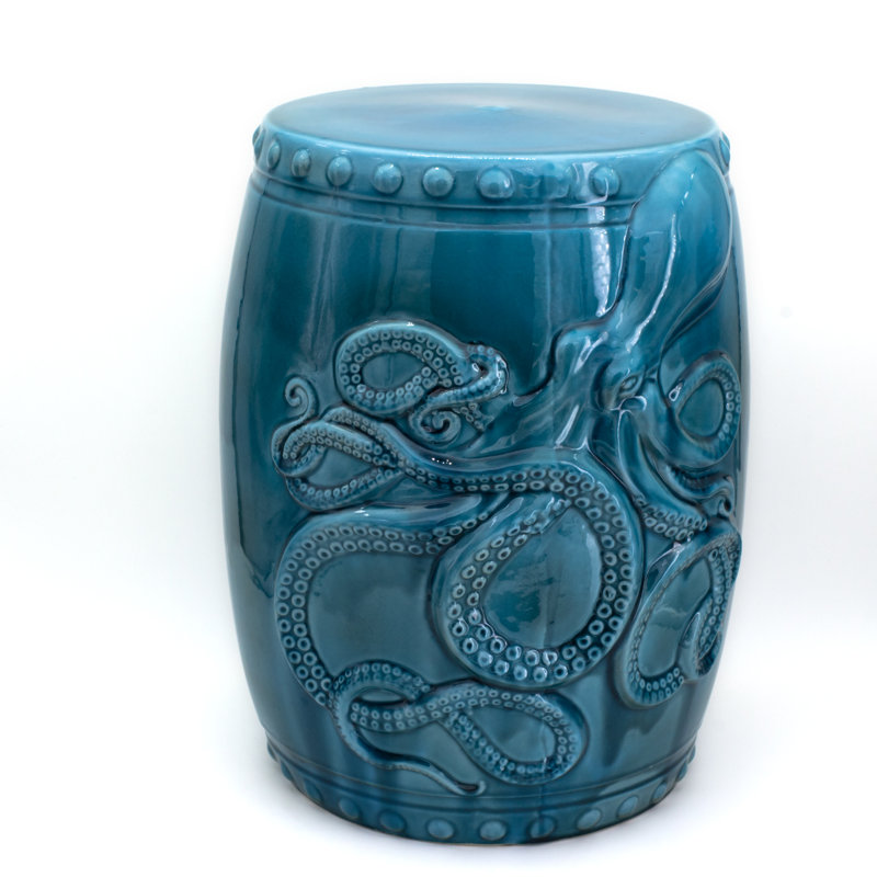 Tabouret de baril de jardin Grotto Kraken, Turquoise