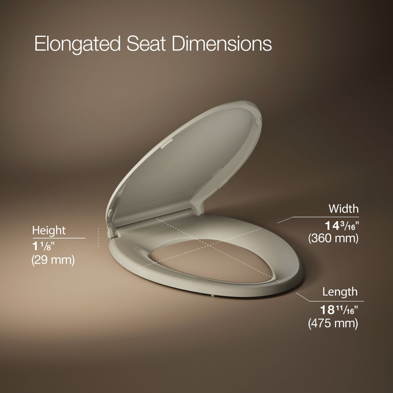 Cachet Quiet-Close with Quick-Attach Hinges and Grip-Tight Elongated Toilet Seat, Sandbar, Non Ready Latch
