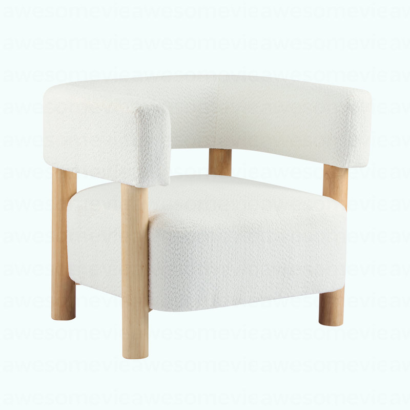 Fauteuil d'appoint rembourré Modern Boucle, Blanc