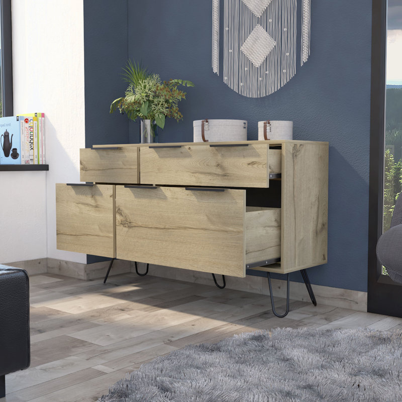 Commode 4 tiroirs Stowe Chêne clair
