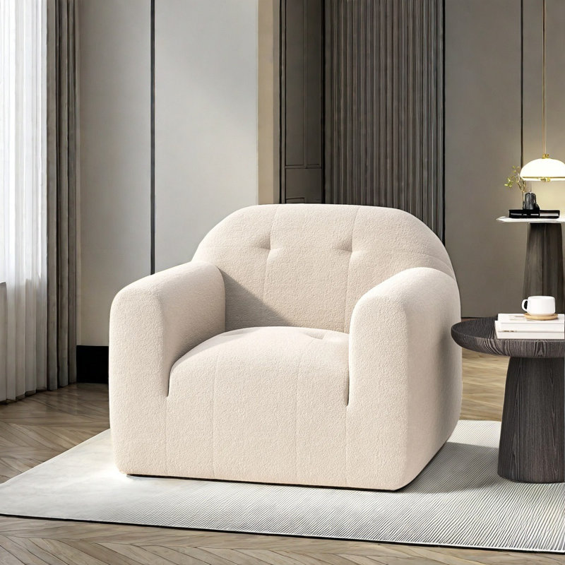 Fauteuil club Amaryllis, Velours crème