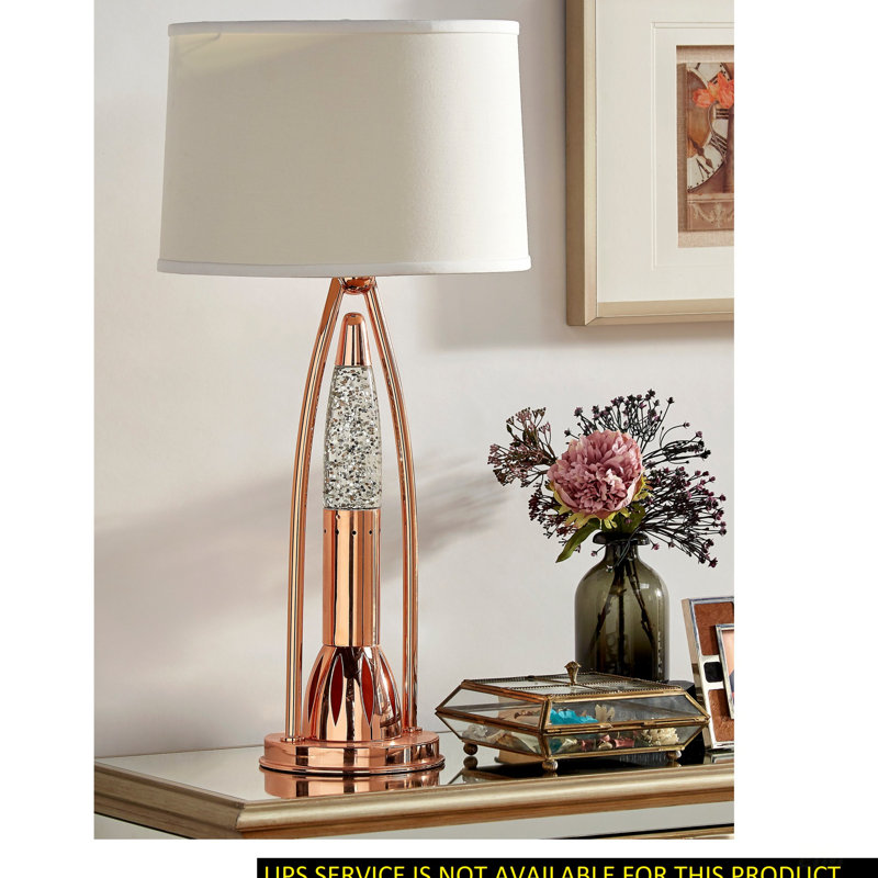 Beautiful Water Dancing Table Lamp With Modern Copper Finish, Sparkling Decorative Night Light For Luxurious Home Decor